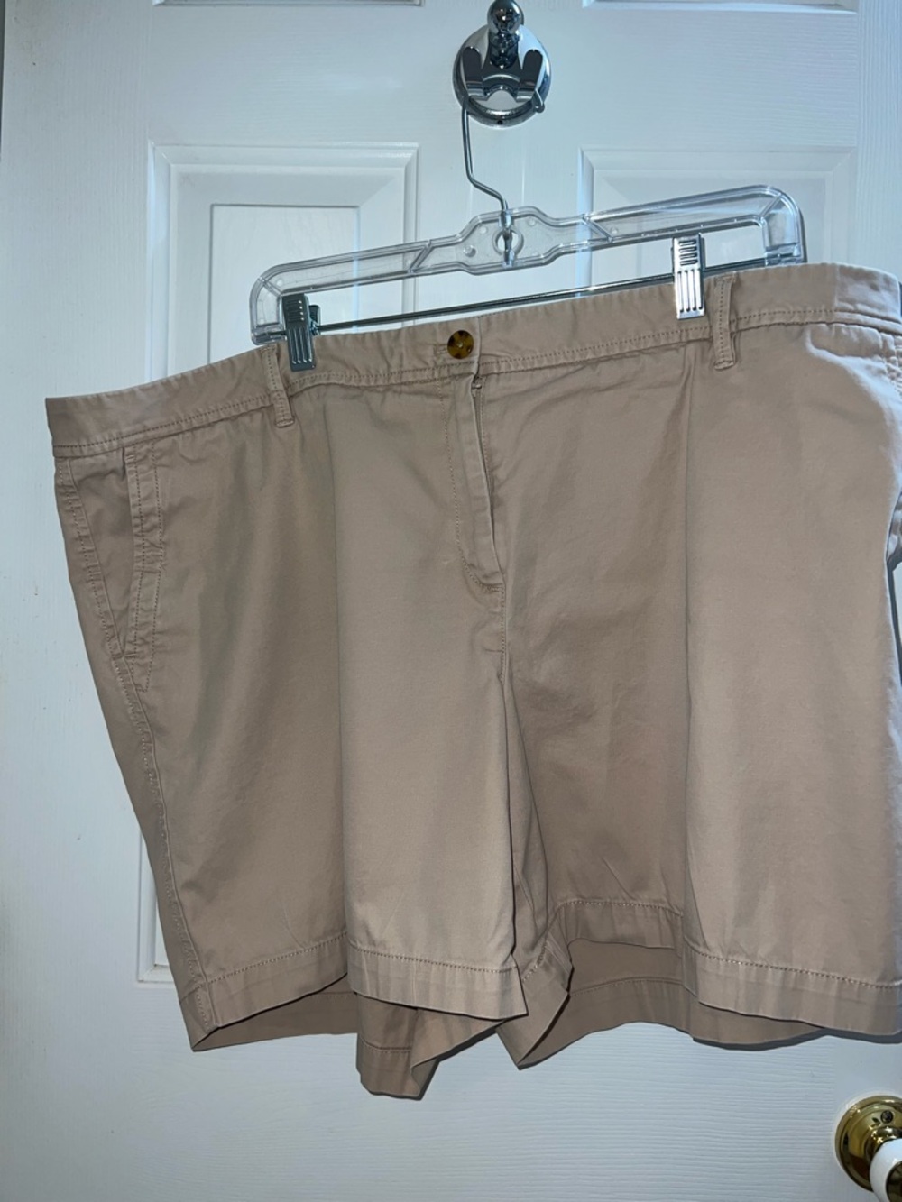 Talbots 20W Khaki Relaxed Chino Shorts with Blue Trim